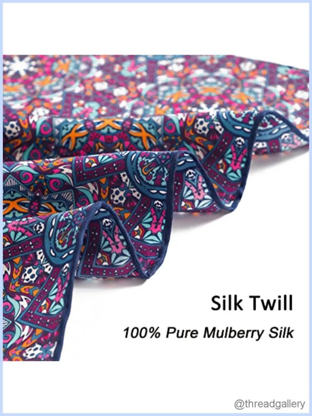 100% Pure Mulberry Silk Square Scarf 14MM Twill 21x21